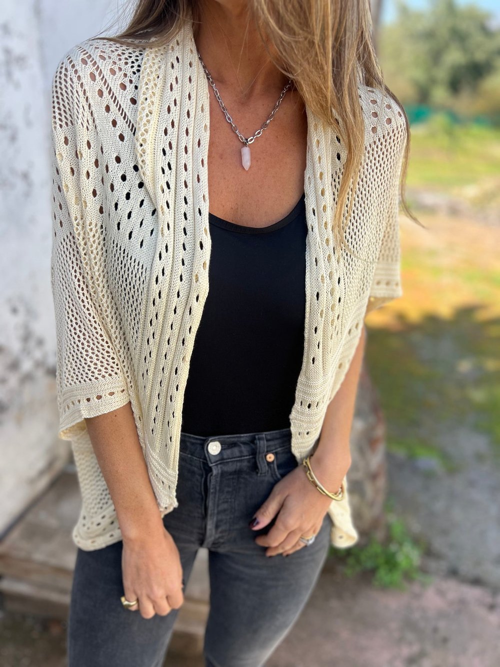 Lina Open Knit Cropped Cardigan