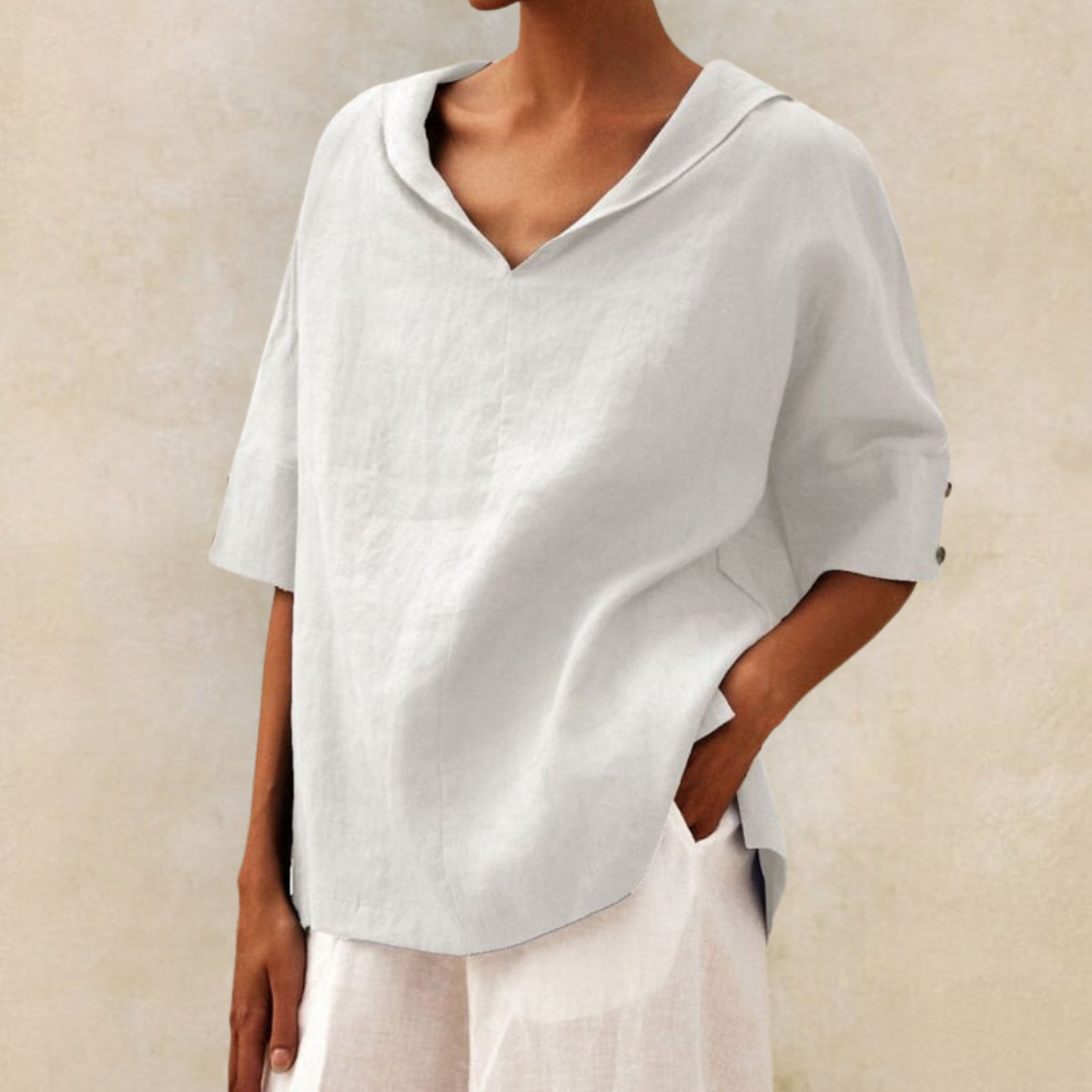 Lilia Elegant V Neck Work Pullover Top
