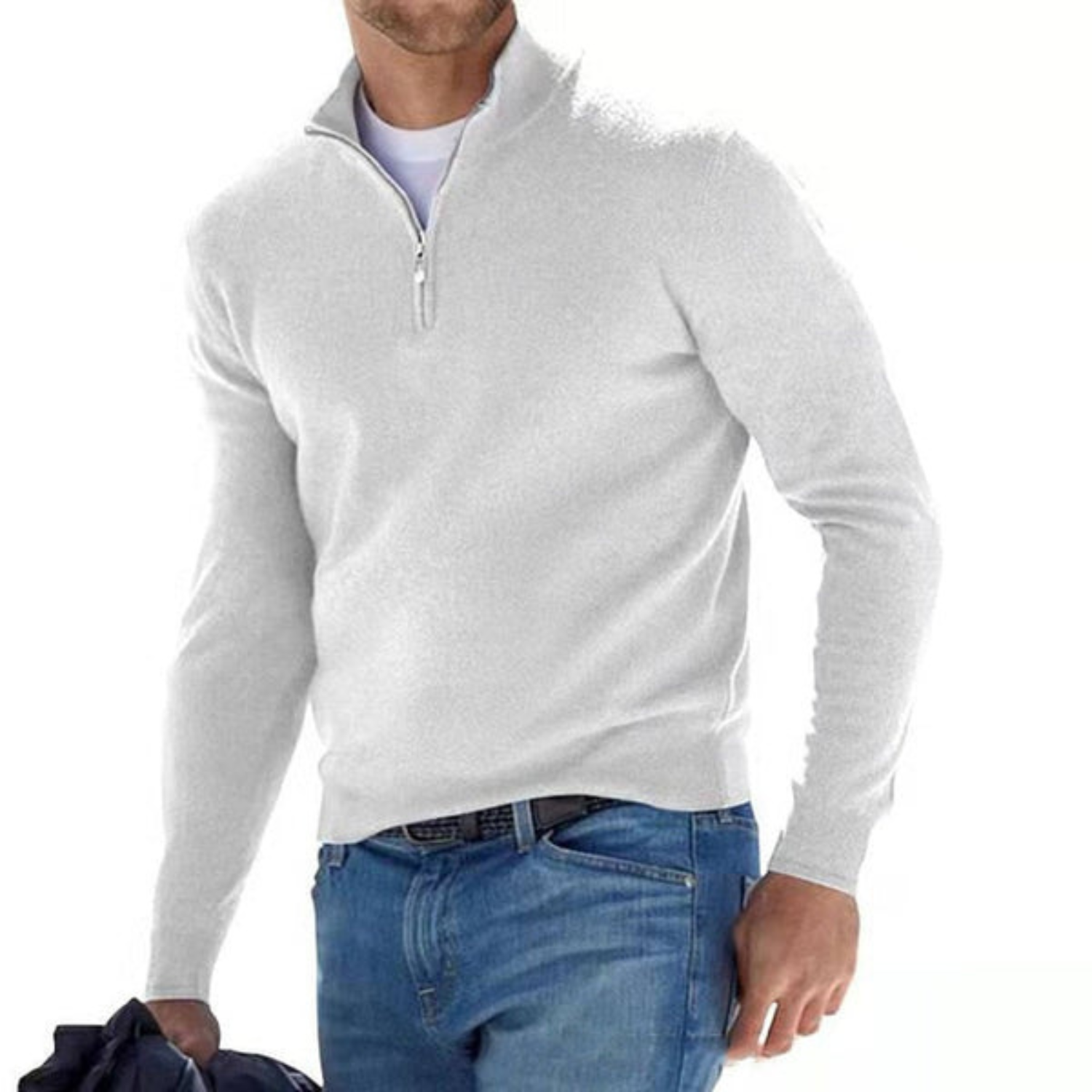 Ford™ - Merino V-neck Sweater with Zipper