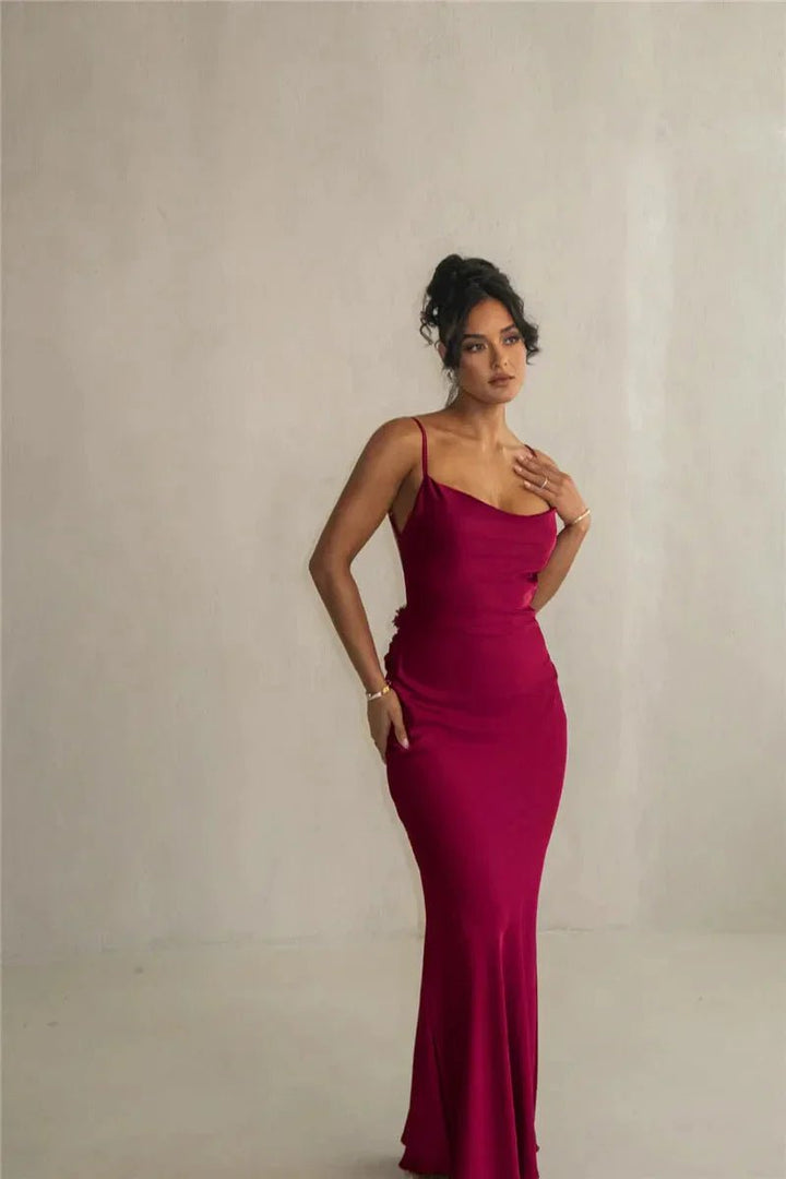Nina™ Luxurious Silk Party Dress With Ruffles