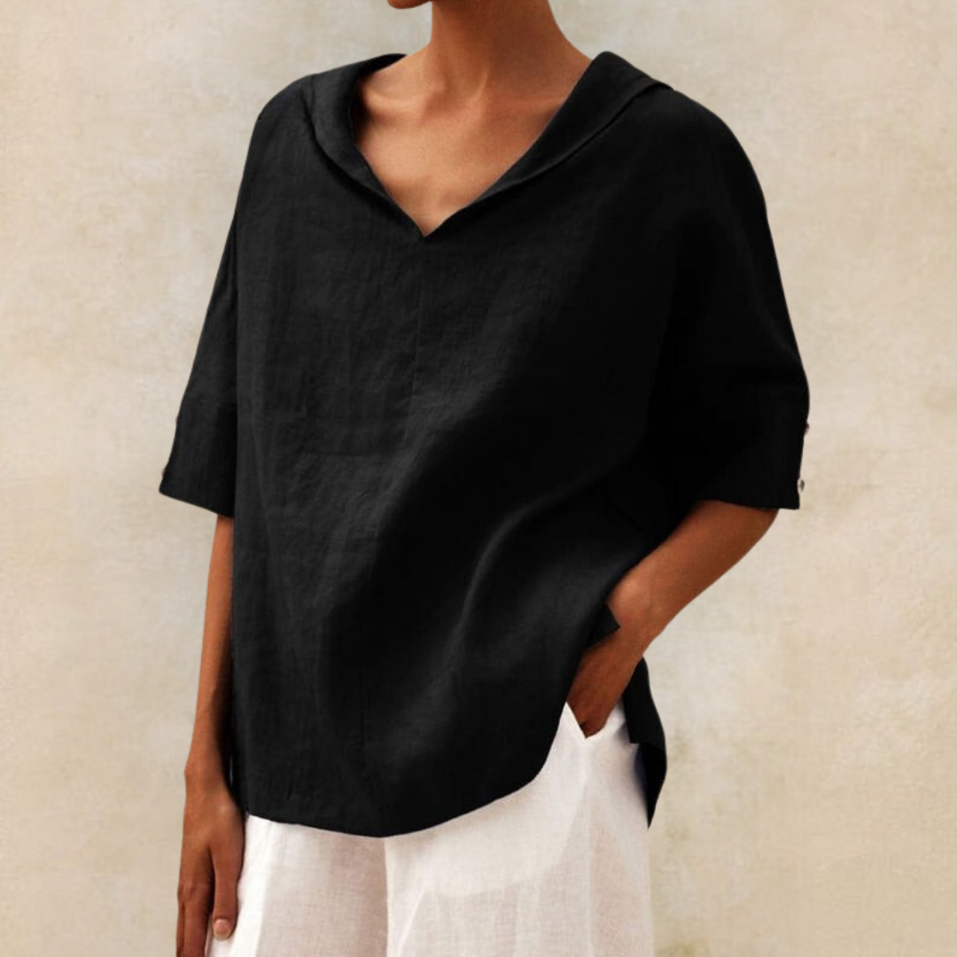 Lilia Elegant V Neck Work Pullover Top
