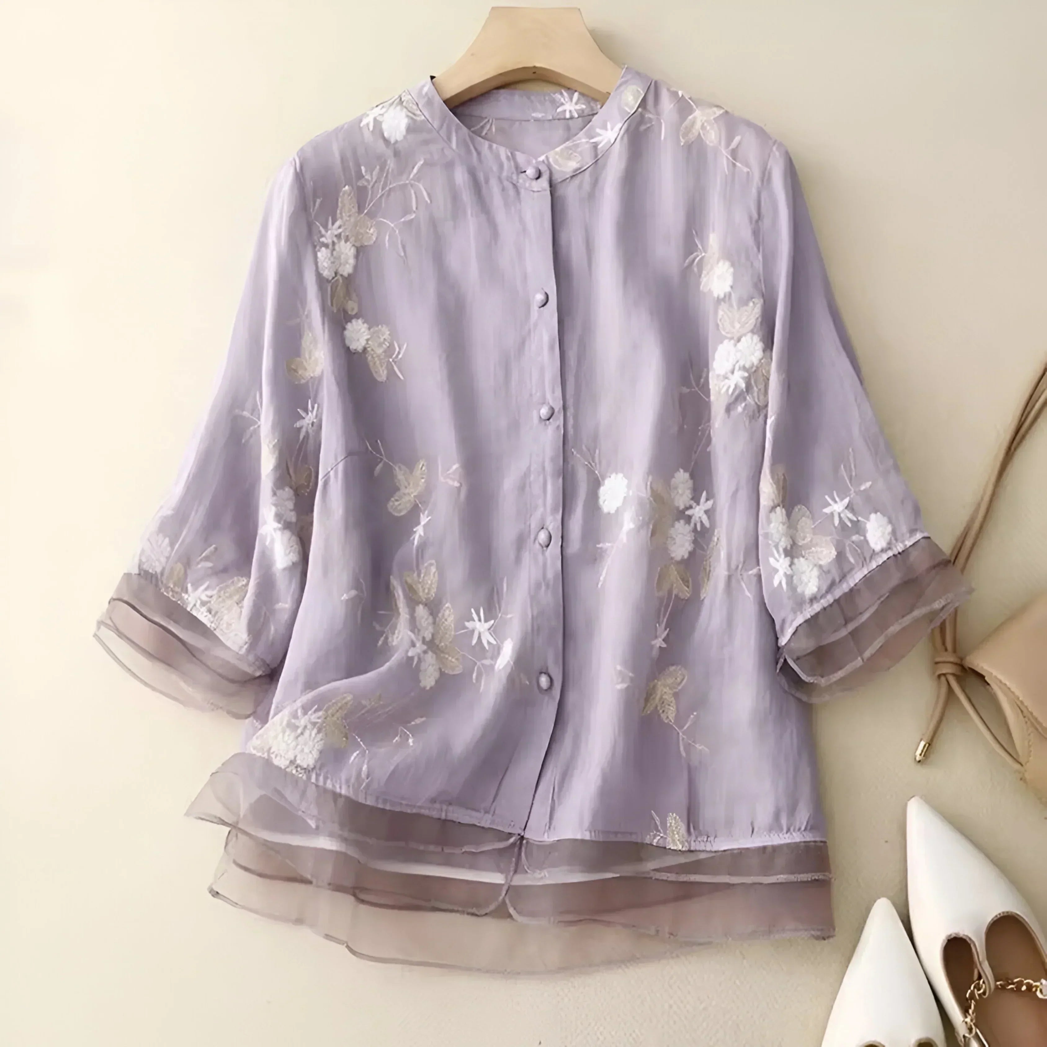 Celeste Embroidered Cotton Blouse