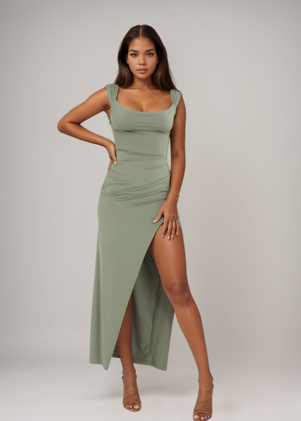 Claire™ Ruched Slit Dress – Women’s fashion piece