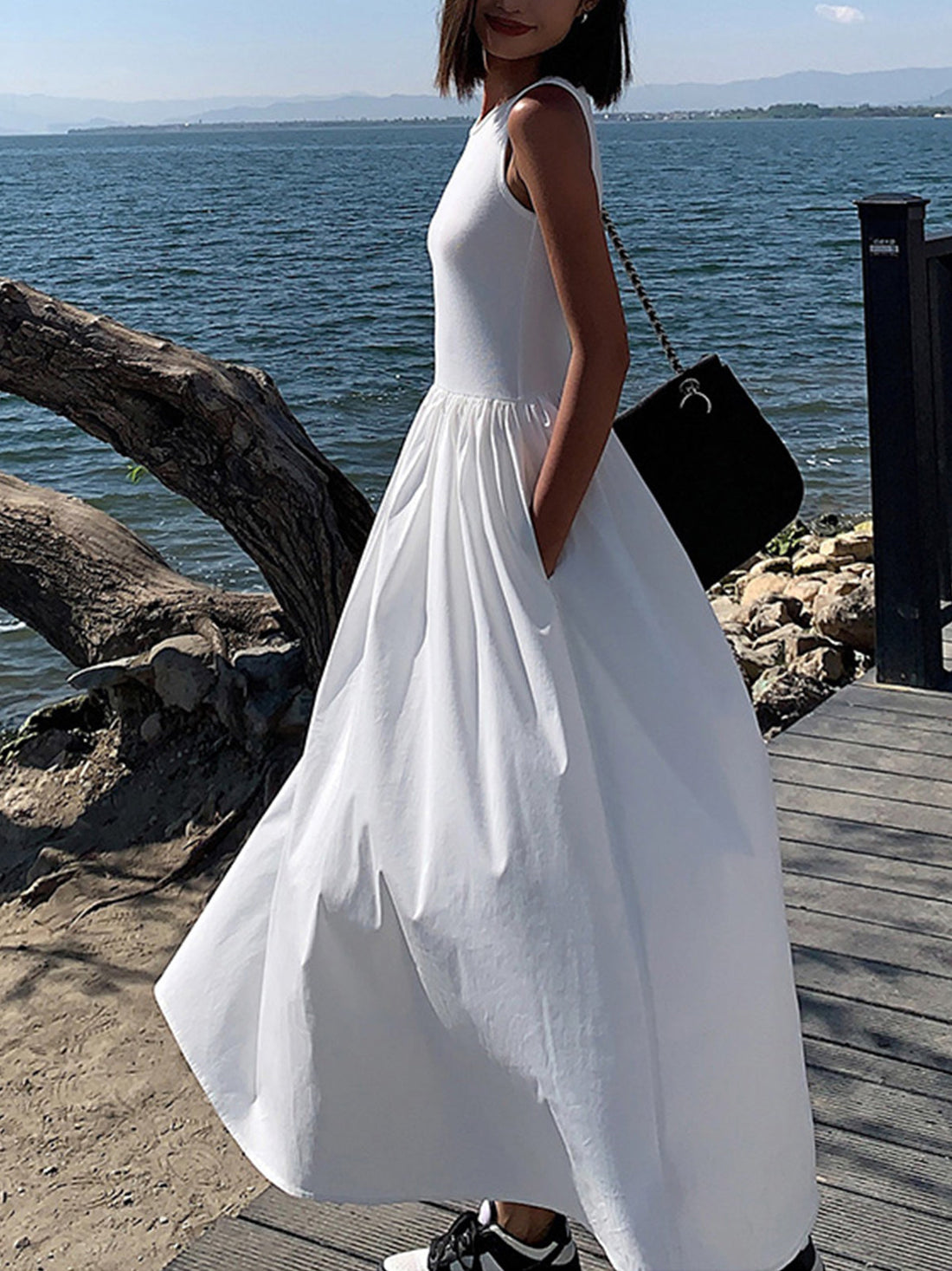Leisure Crew Neck Long Dress – Women’s fashion piece