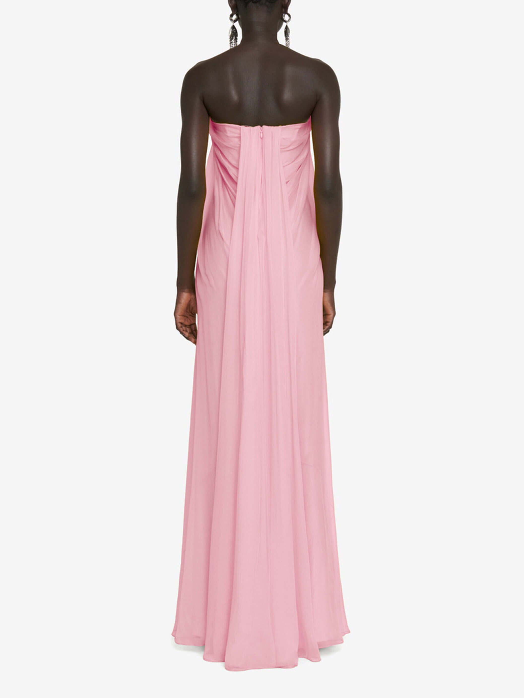 Elegant Strapless A Line Pleated Maxi Dress