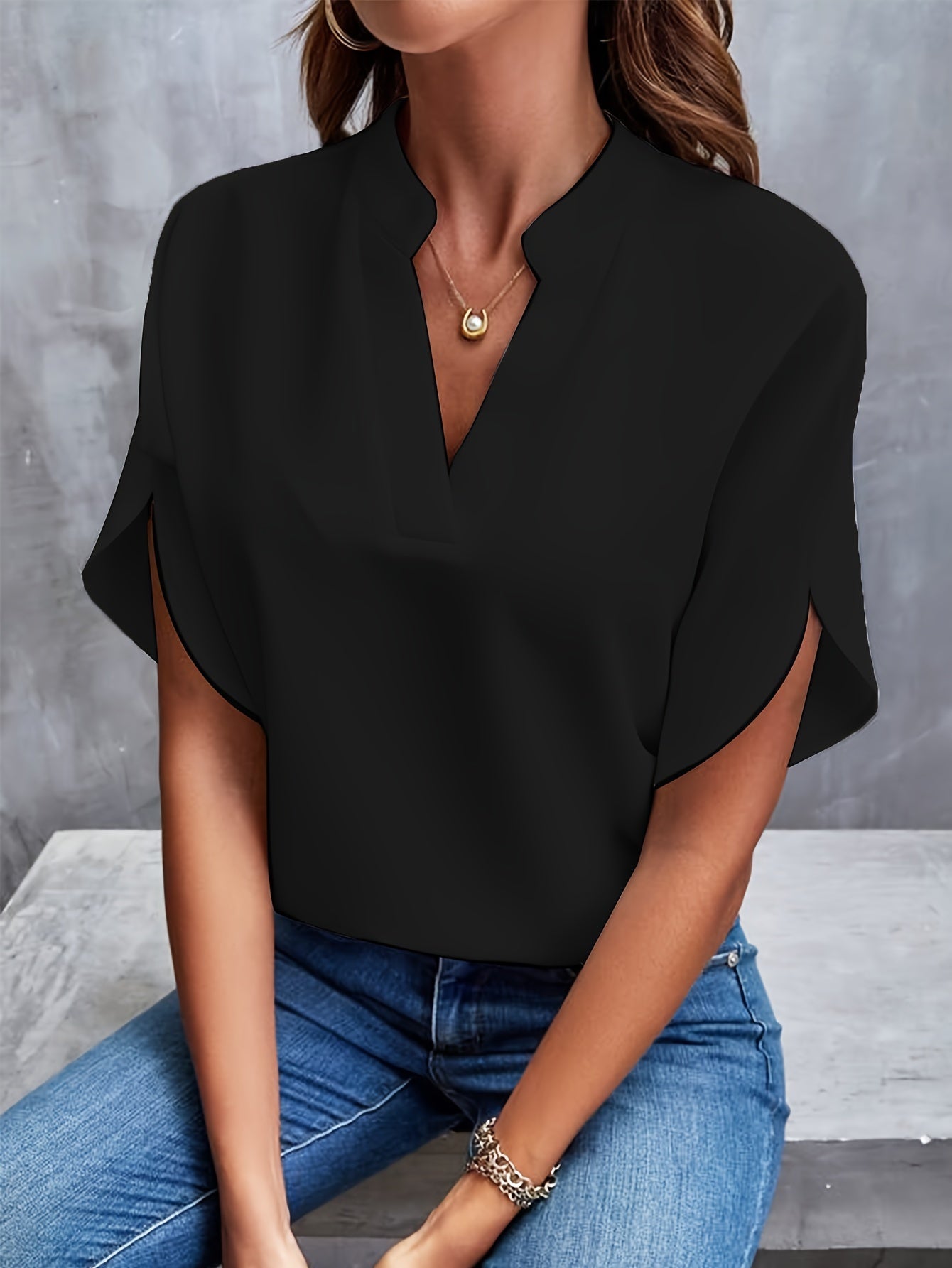 Hensley Elegant V Neck Blouse