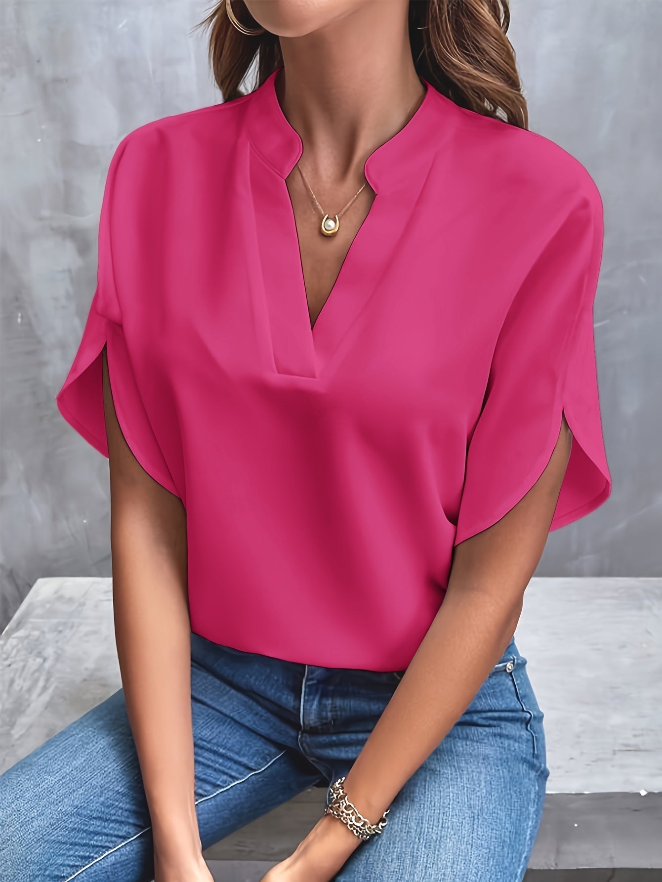 Hensley Elegant V Neck Blouse
