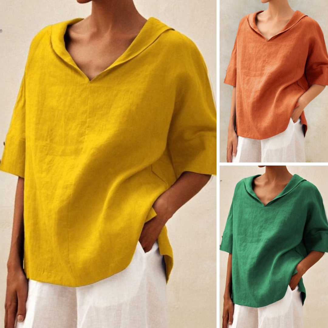 Lilia Elegant V Neck Work Pullover Top