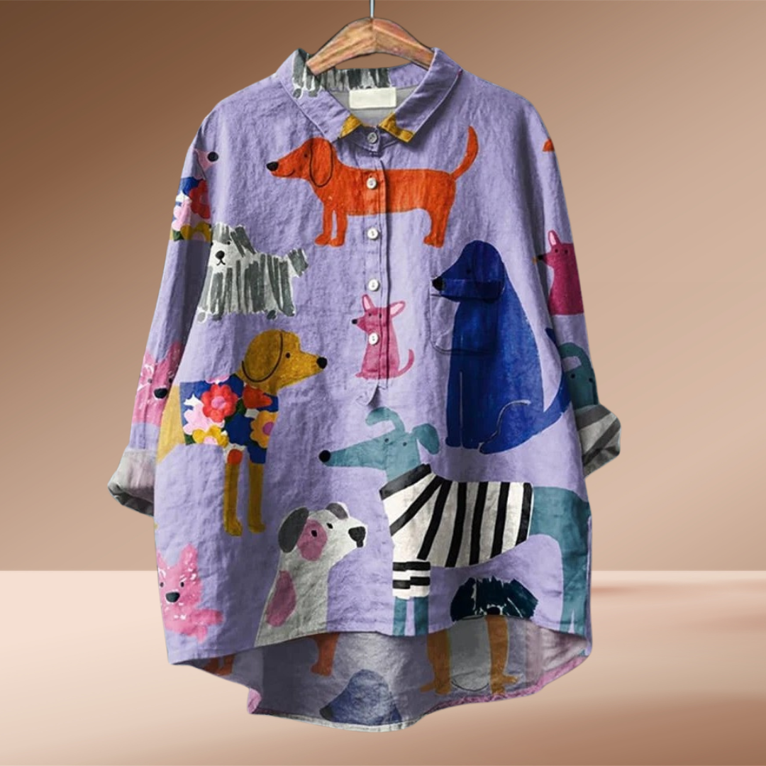 Poppy – Playful Dog Print Blouses – Women’s fashion piece
