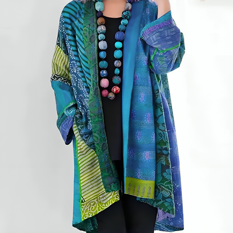 Kathleen – Artistic Patchwork Kimono Jacket – Women’s fashion piece