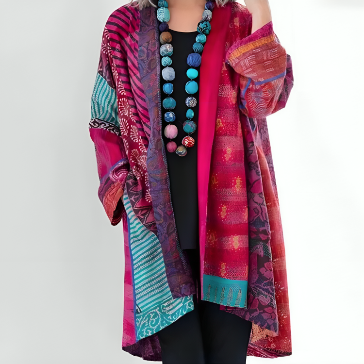 Kathleen – Artistic Patchwork Kimono Jacket – Women’s fashion piece