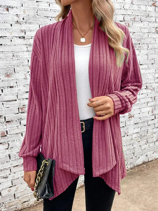 Lina Ribbed Drape Cardigan