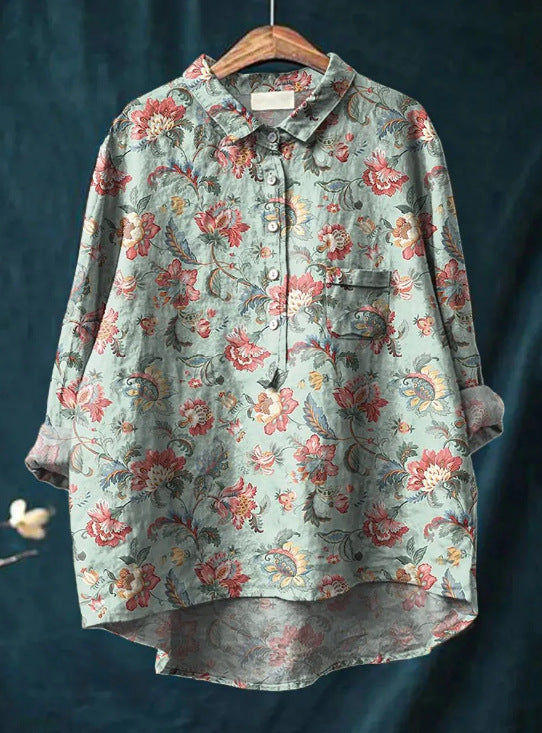 Caroline Cotton Linen Floral Blouse – Women’s fashion piece