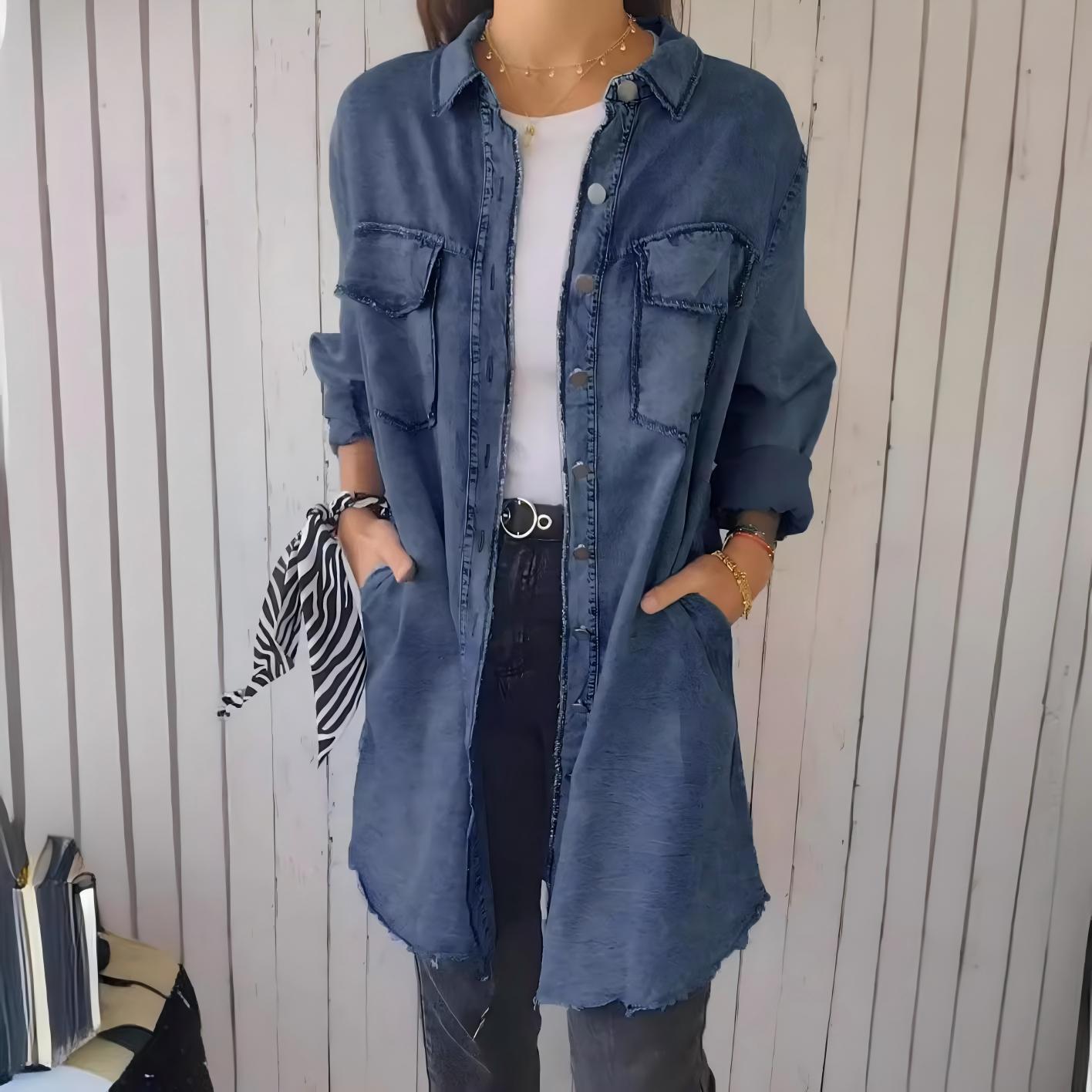 Jodie Frayed Edge Shirt Dress