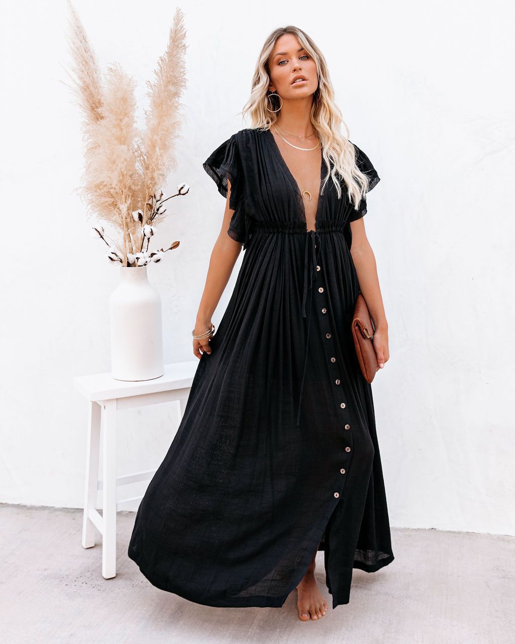 Audra Boho V Neck Kimono Beach Cover Up Dress – Women’s fashion piece
