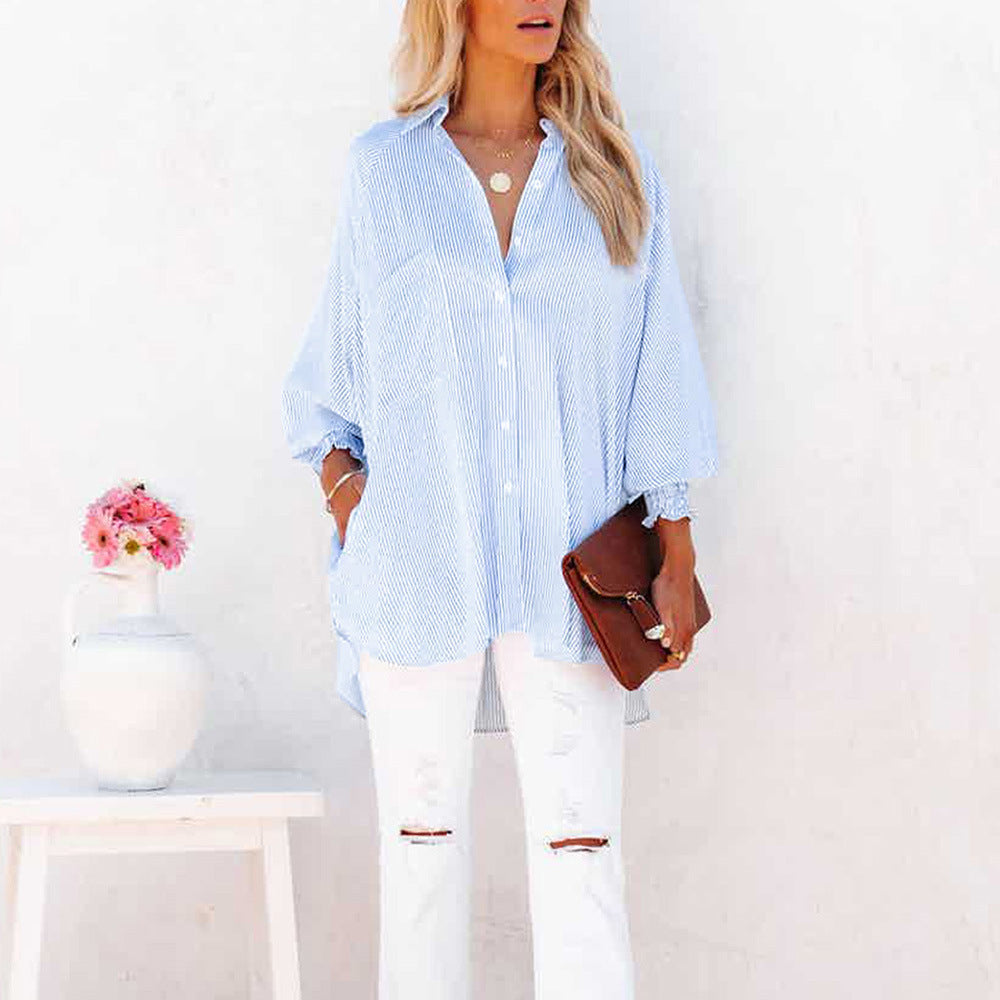 Sophie Relaxed Striped Button Up Blouse – Women’s fashion piece