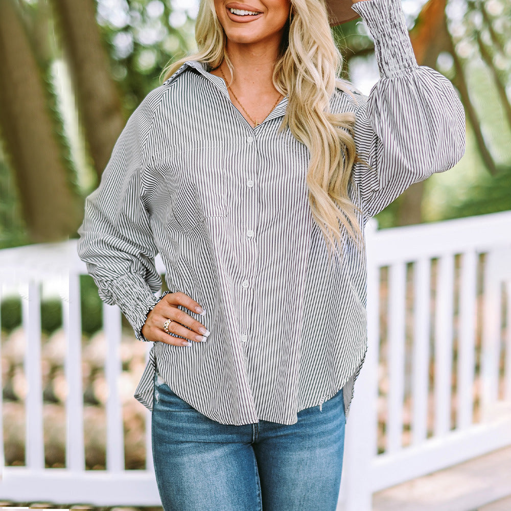 Sophie Relaxed Striped Button Up Blouse