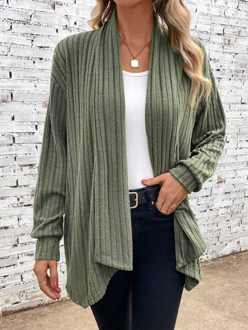 Lina Ribbed Drape Cardigan – Women’s fashion piece