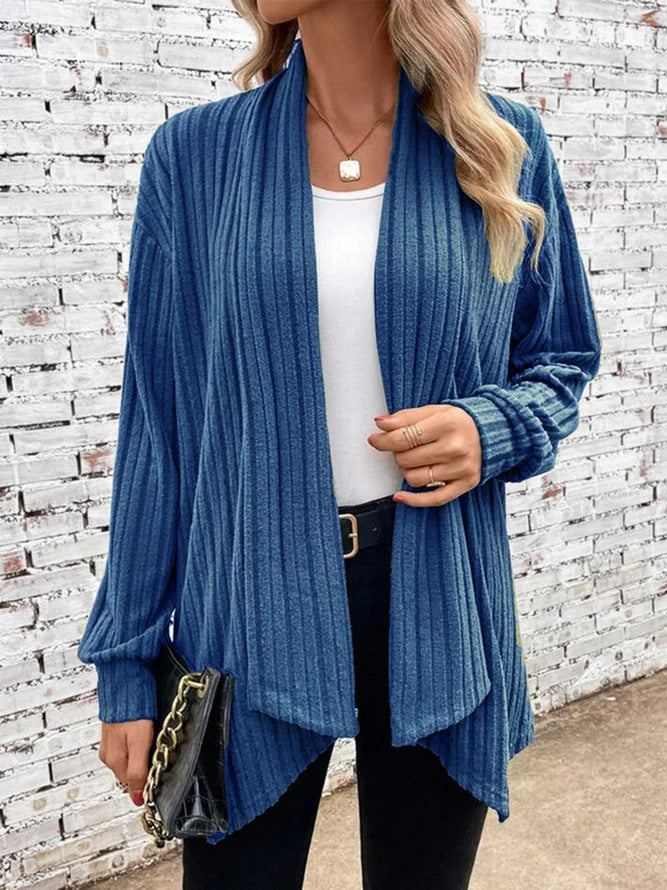 Lina Ribbed Drape Cardigan
