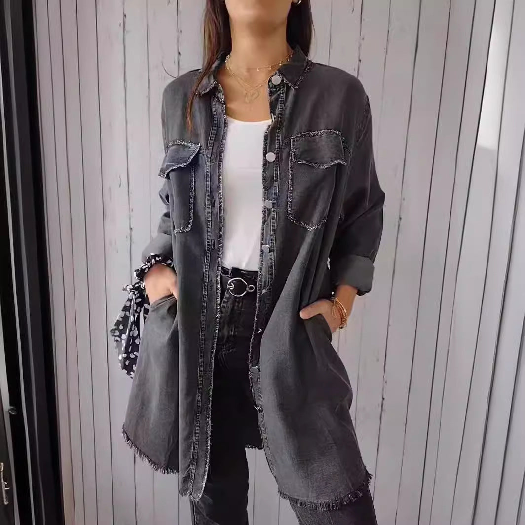 Jodie Frayed Edge Shirt Dress
