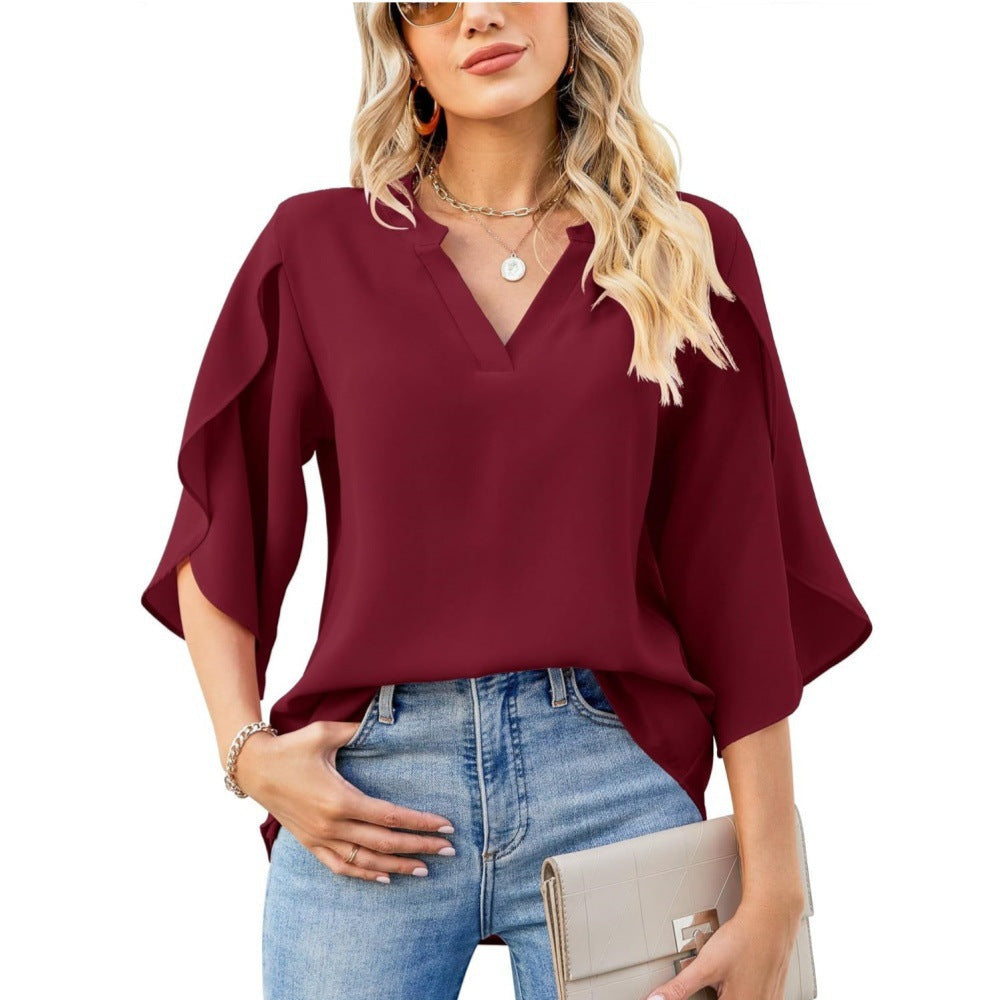 Aislinn Chiffon V Neck Summer Blouse