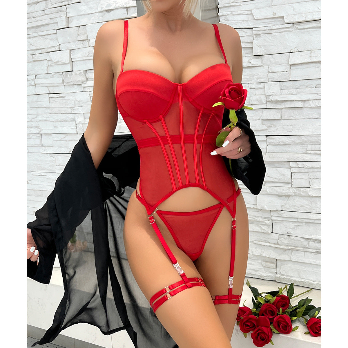 Bexley Chic Sheer Waistband Bra Lingerie Set