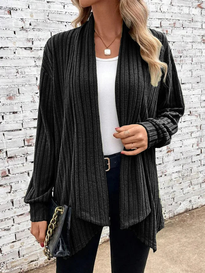 Lina Ribbed Drape Cardigan