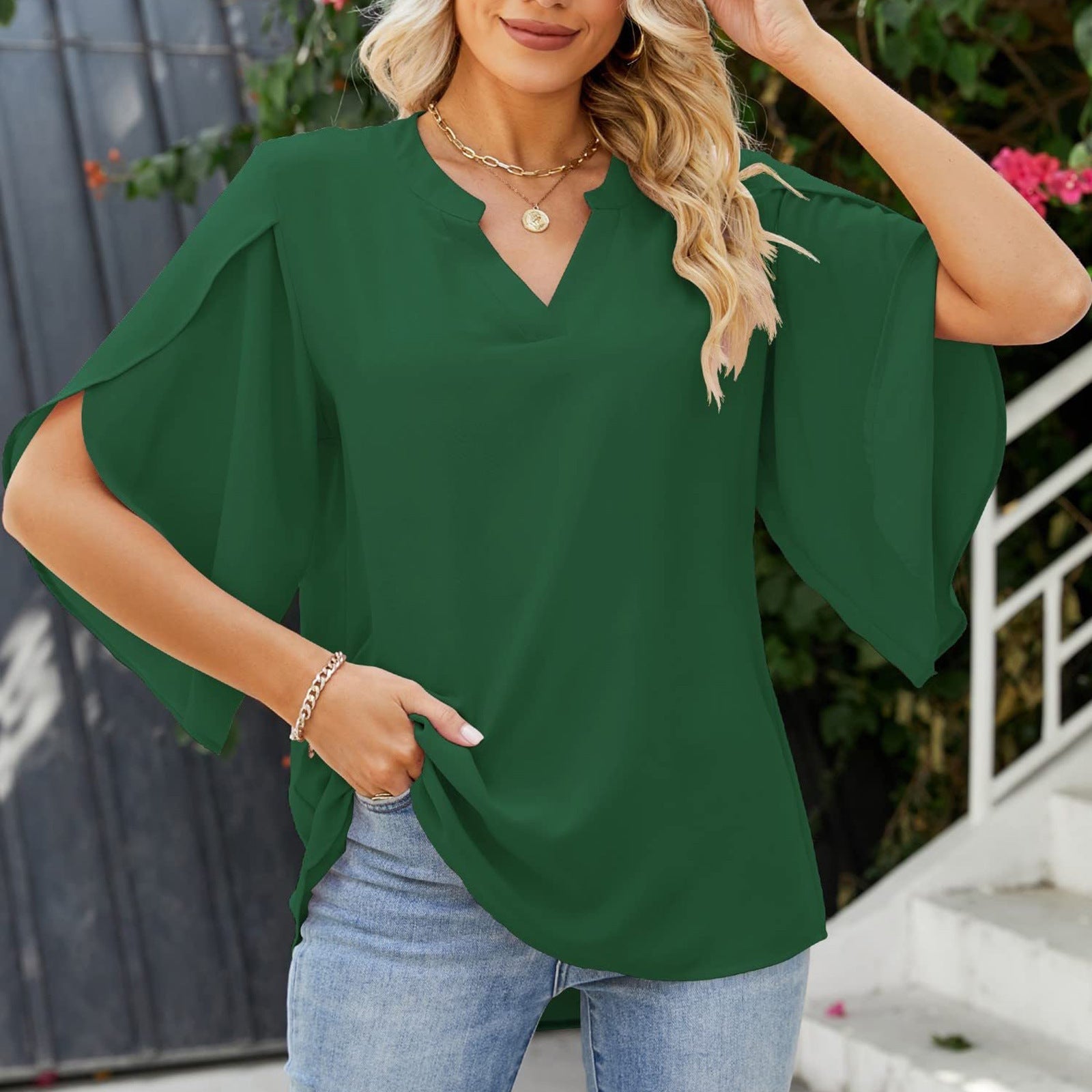 Aislinn Chiffon V Neck Summer Blouse