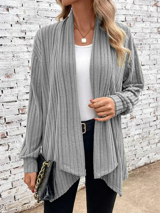 Lina Ribbed Drape Cardigan – Women’s fashion piece