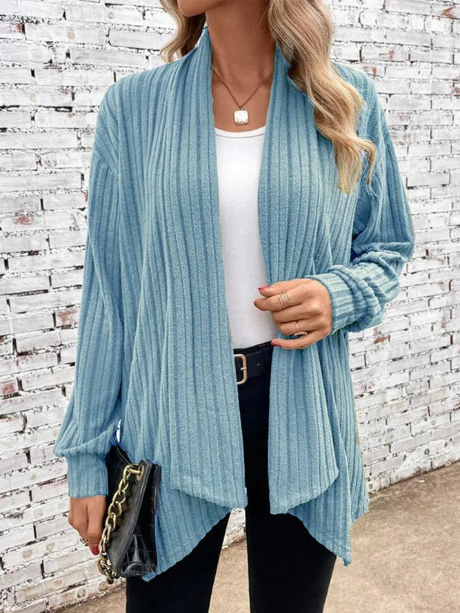 Lina Ribbed Drape Cardigan