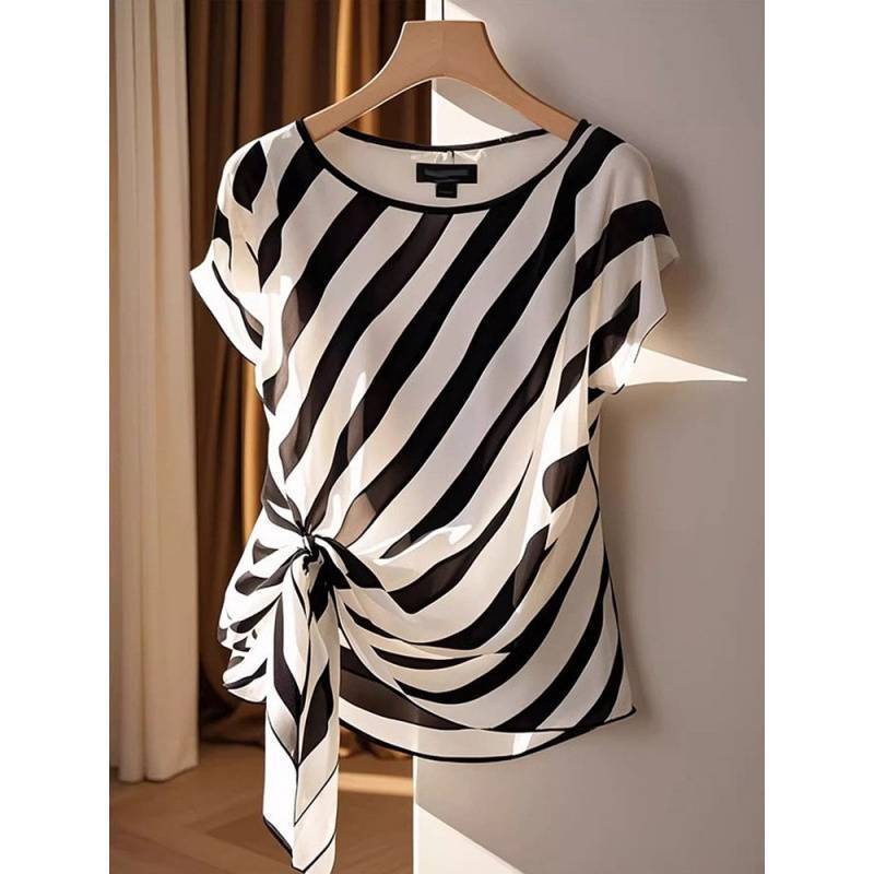 Tessa – Diagonal Stripe Tie Blouse – Women’s fashion piece