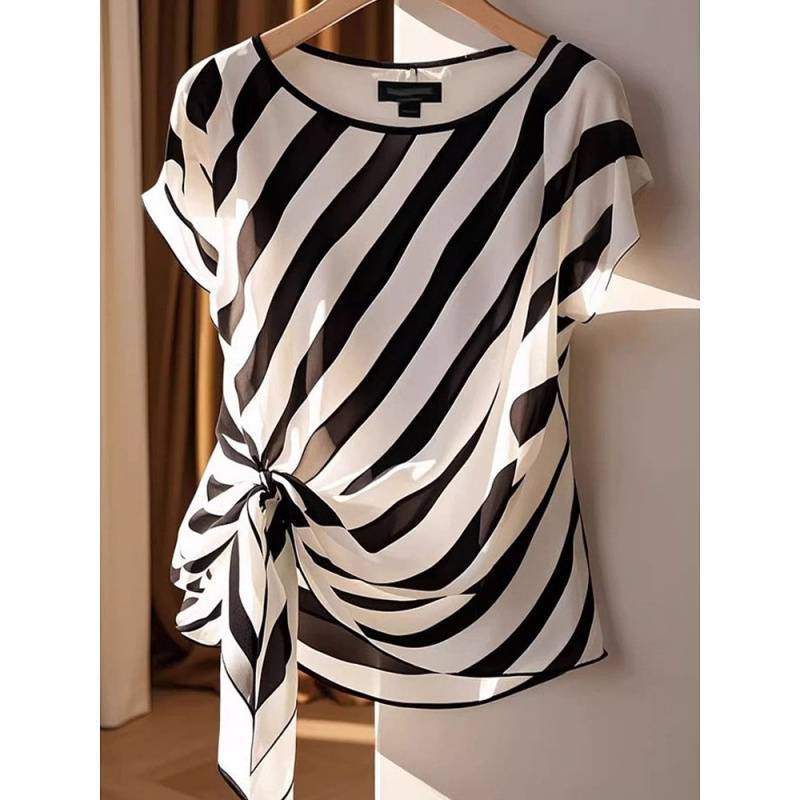 Tessa – Diagonal Stripe Tie Blouse – Women’s fashion piece