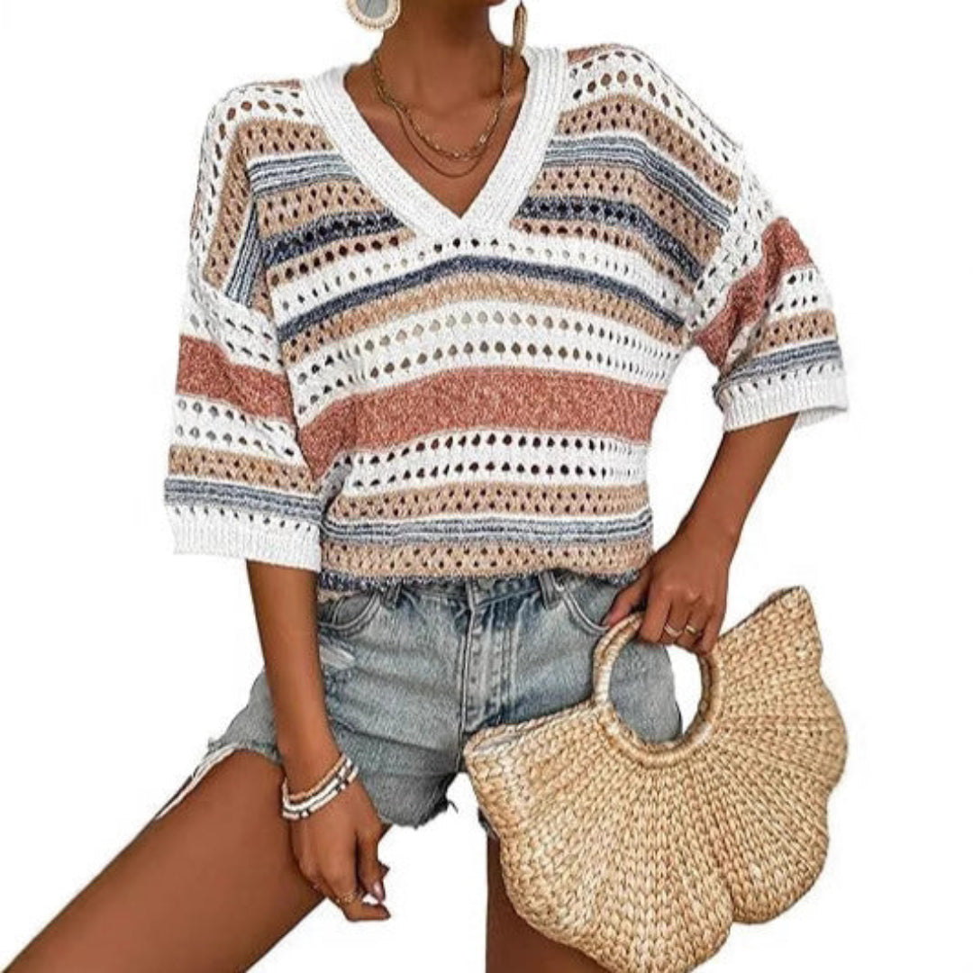 Maya – Boho Knit Stripe Pullover – Women’s fashion piece
