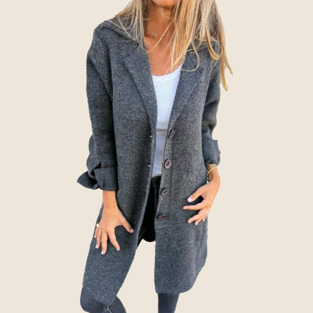 Eloise – Textured Button Front Coat – Women’s fashion piece