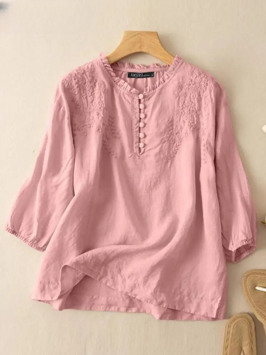 Roselyn Embroidered Button Blouse