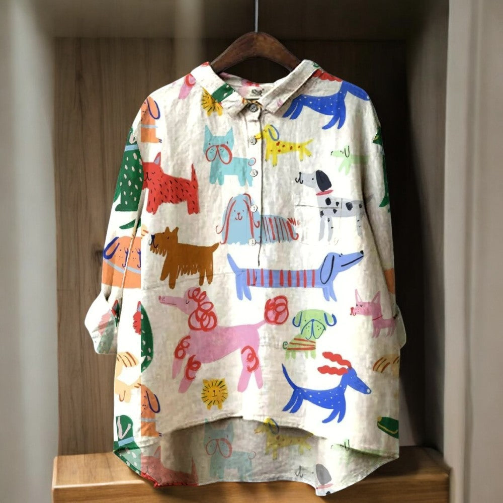 Poppy – Playful Dog Print Blouses – Women’s fashion piece