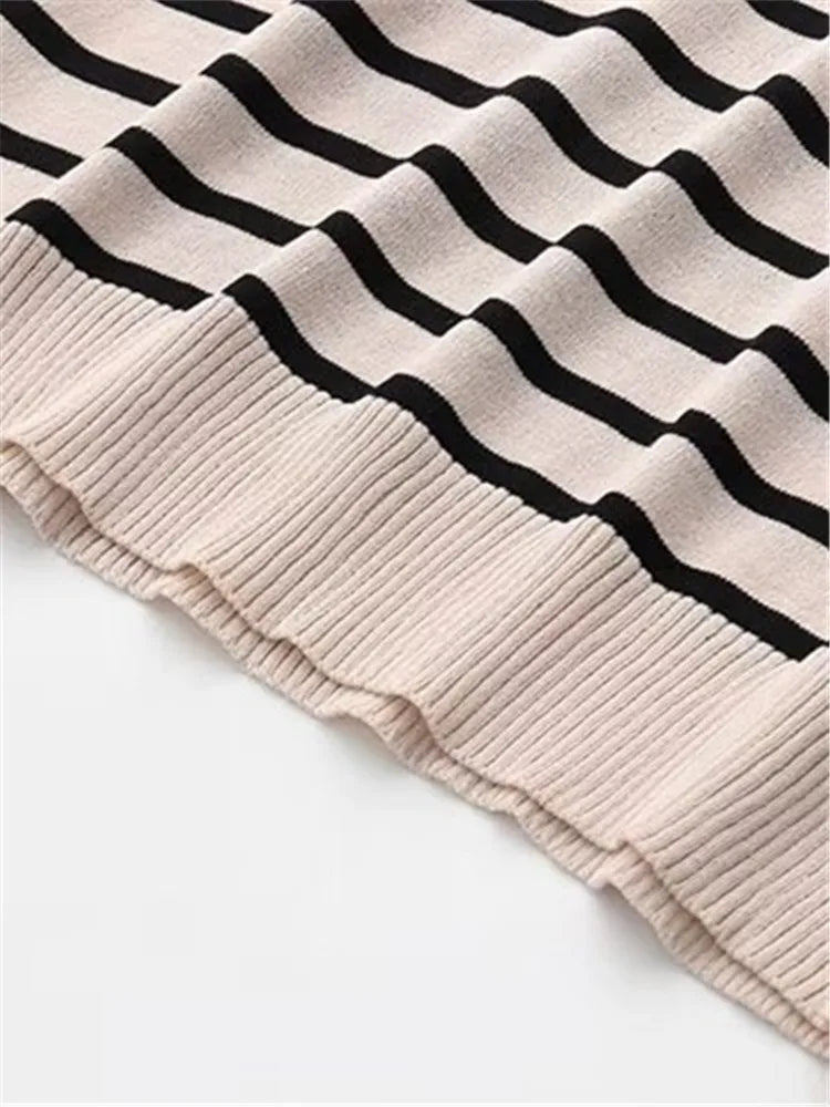 Lina Plus Size Soft Knit Striped Hoodie Tee