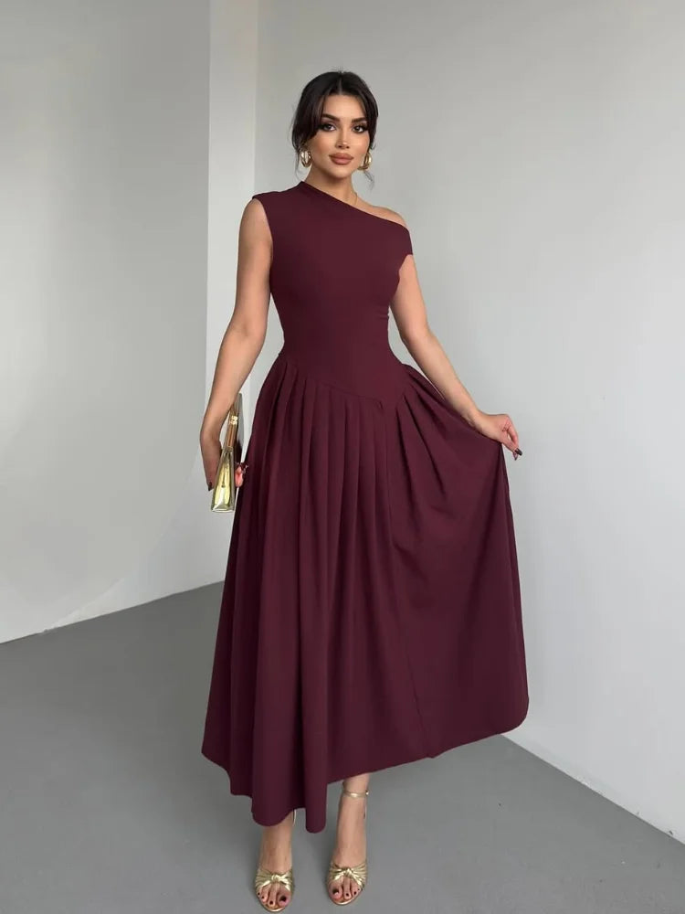 Aria | Pleated A Line Evening Dress – Women’s fashion piece
