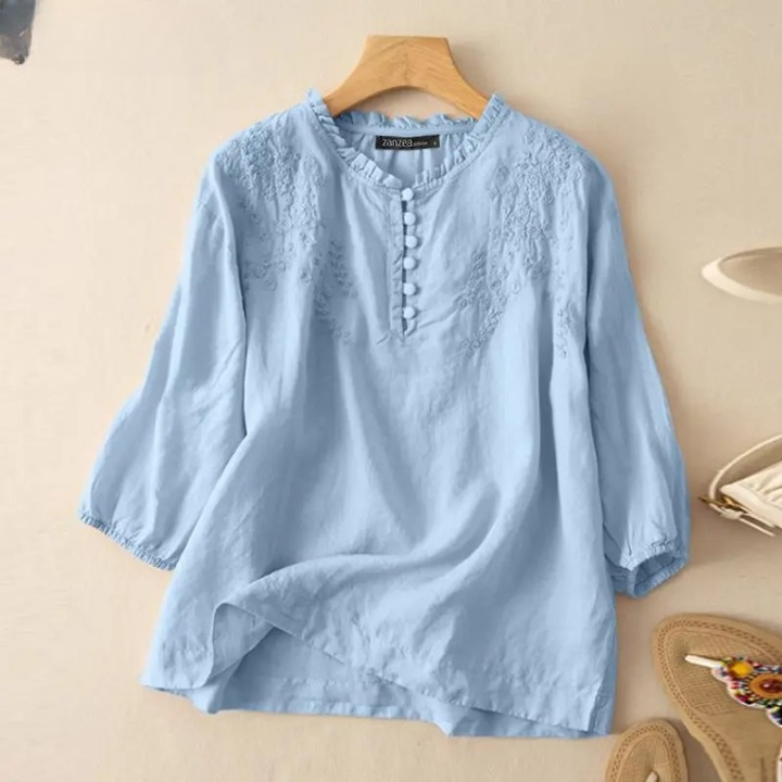 Roselyn Embroidered Button Blouse