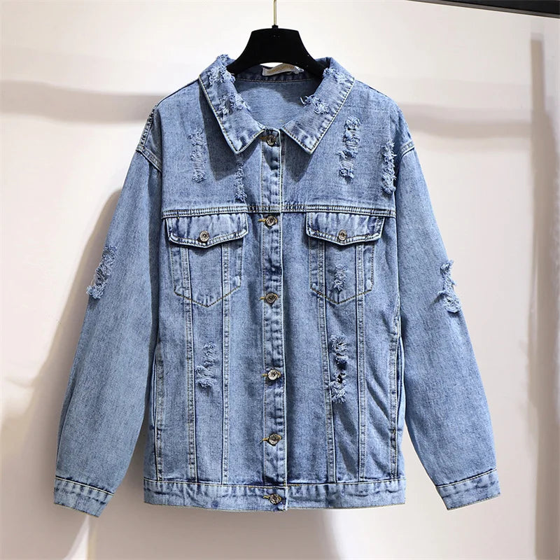 Blair Oversized Distressed Washed Street Jacket – Women’s fashion piece