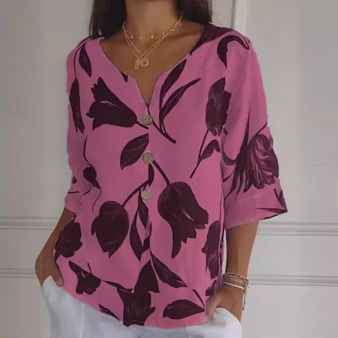 Emma Bloom Button Front Blouse