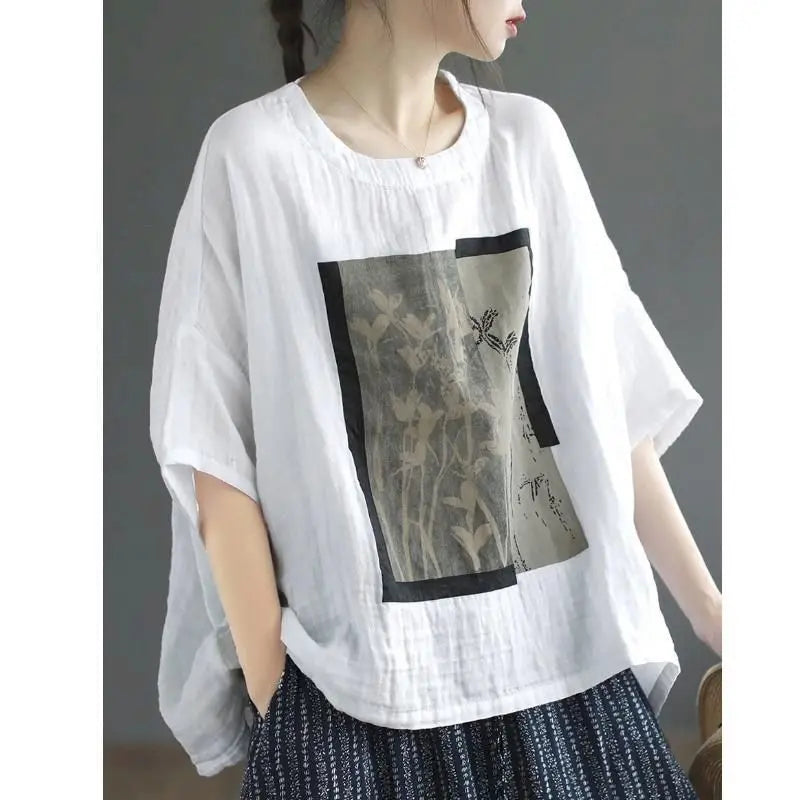Heart – Oversized Printed Batwing Top – Women’s fashion piece