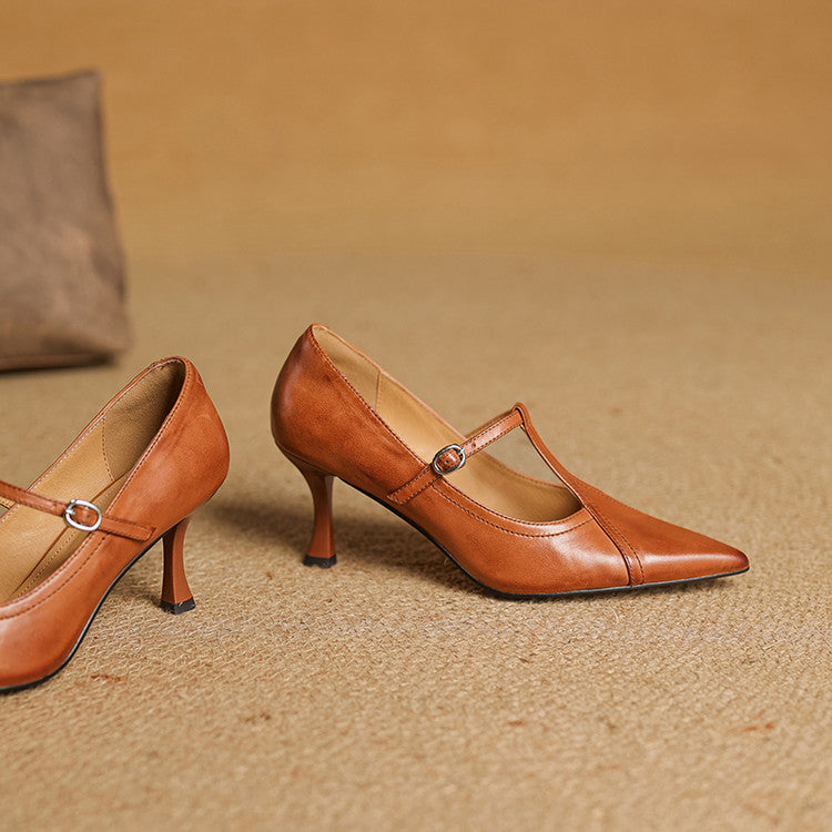 Elisse Retro T Strap Mid Heel