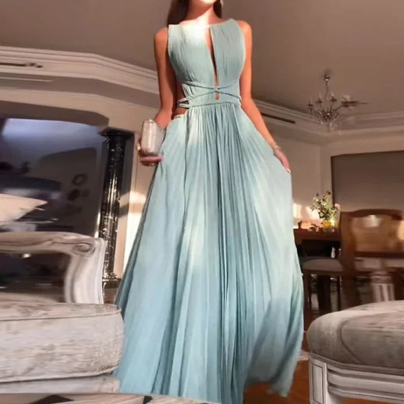 Liana | Backless Pleated Beach Dress – Women’s fashion piece