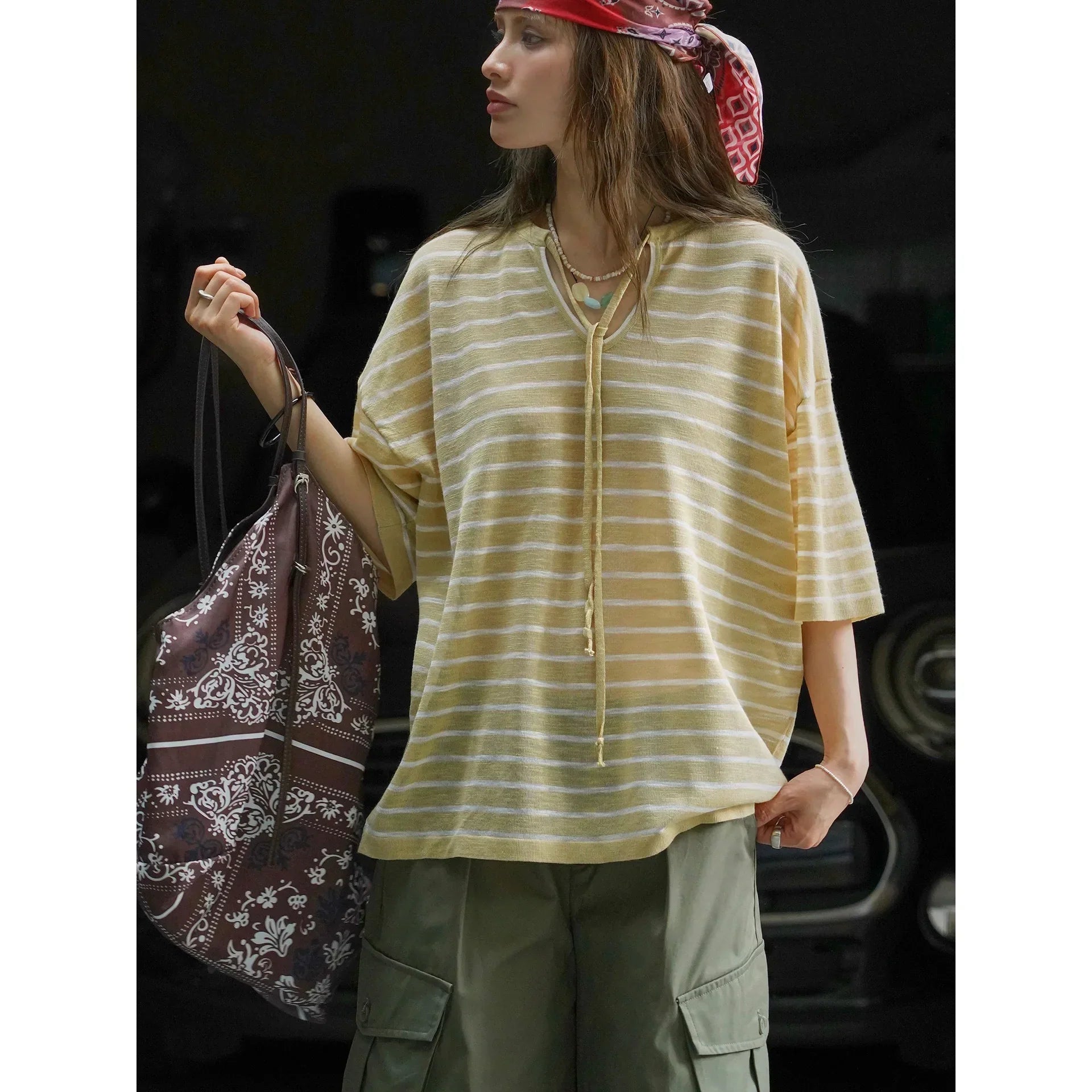 Nora Striped Relaxed Hoodie Tee