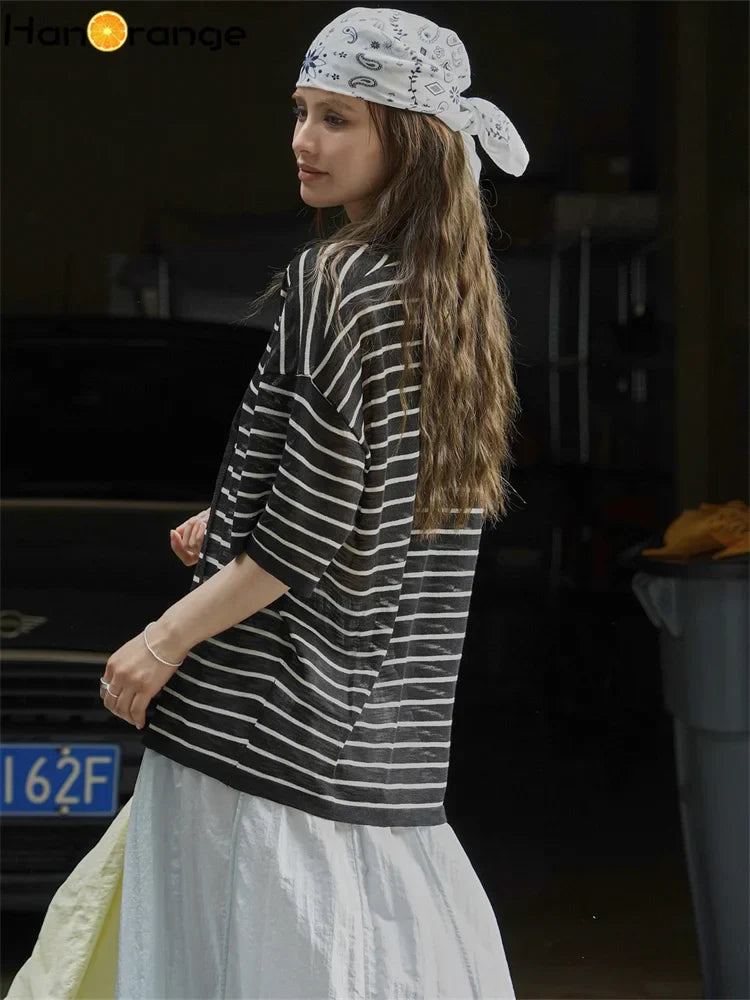 Nora Striped Relaxed Hoodie Tee – Women’s fashion piece