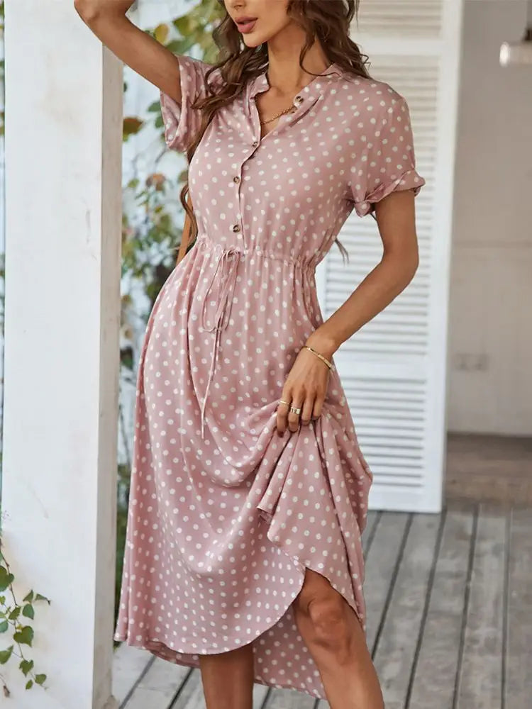 Dotarie™ Polka Midi Shirt Dress – Women’s fashion piece