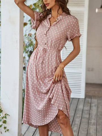 Dotarie™ Polka Midi Shirt Dress – Women’s fashion piece
