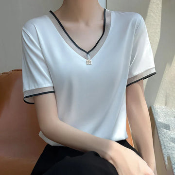 Charlie Contrast Trim V Neck Blouse – Women’s fashion piece