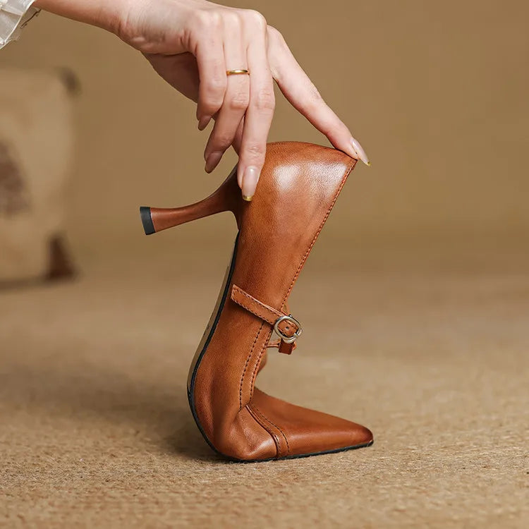 Elisse Retro T Strap Mid Heel